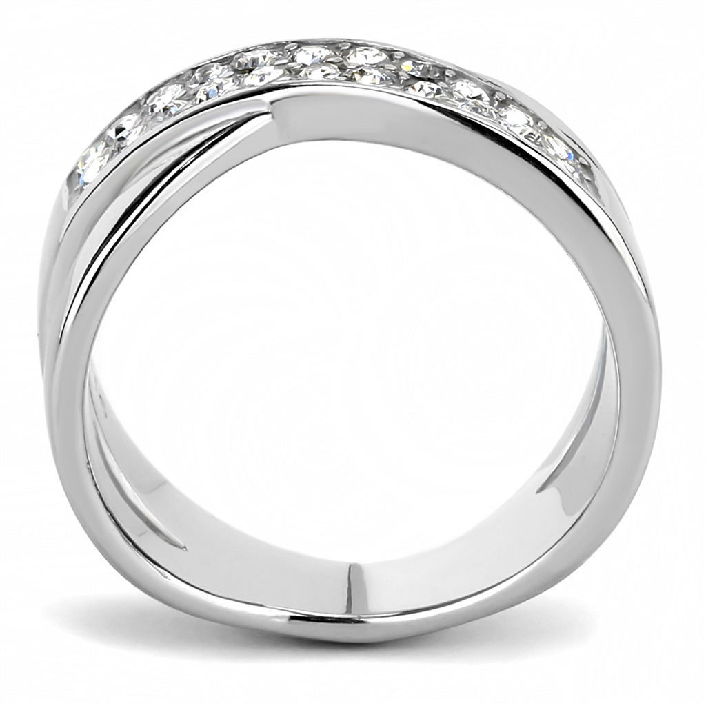 CJE3436 Wholesale Women's Stainless Steel Clear Top Grade Crystal X Ring