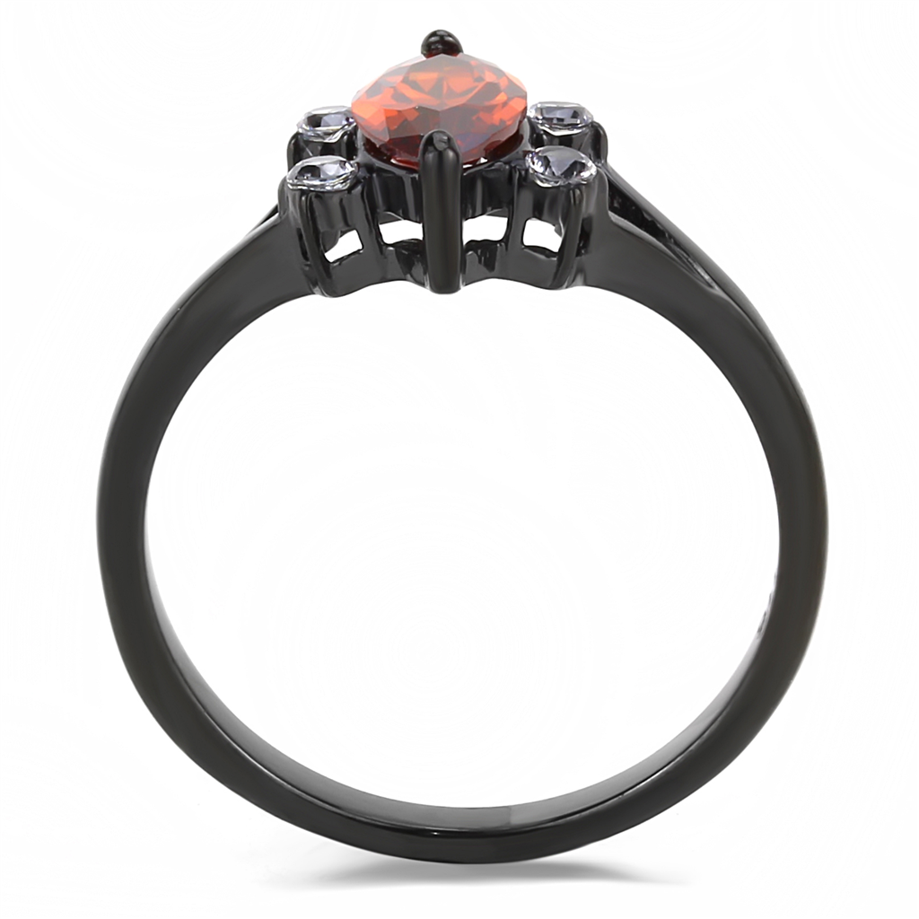CJE3445 Wholesale Women's Stainless Steel IP Black Garnet Marquise Cut Ring