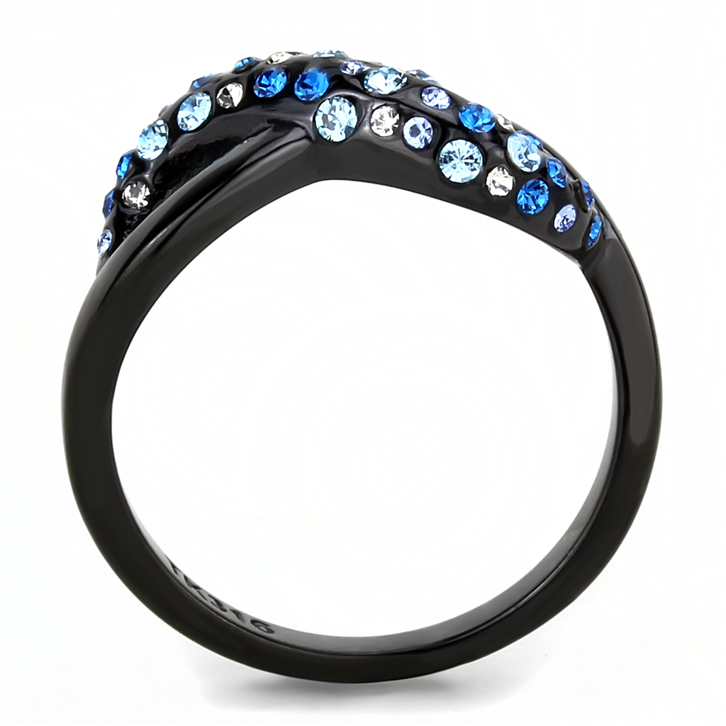 CJE3446 Wholesale Women's Stainless Steel IP Black Multi Color Infinity Ring