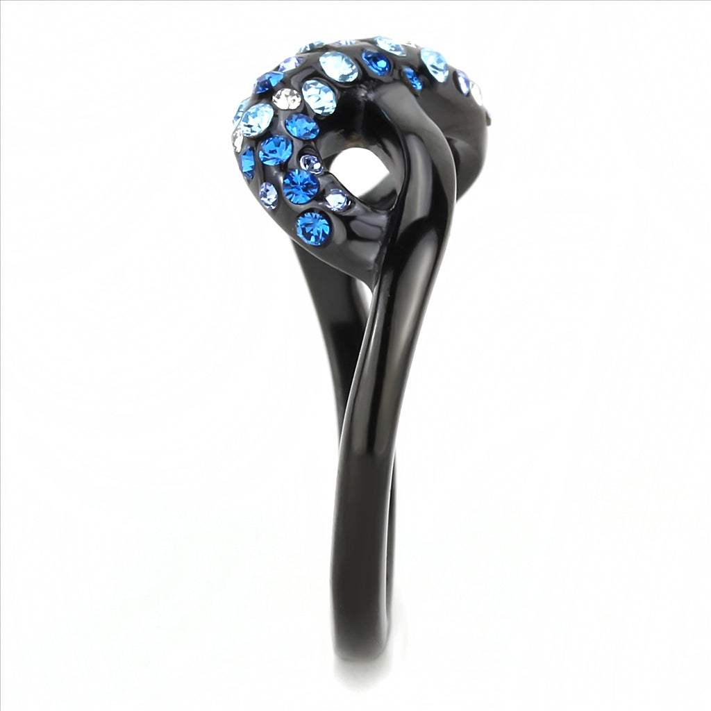 CJE3446 Wholesale Women&#39;s Stainless Steel IP Black Multi Color Infinity Ring