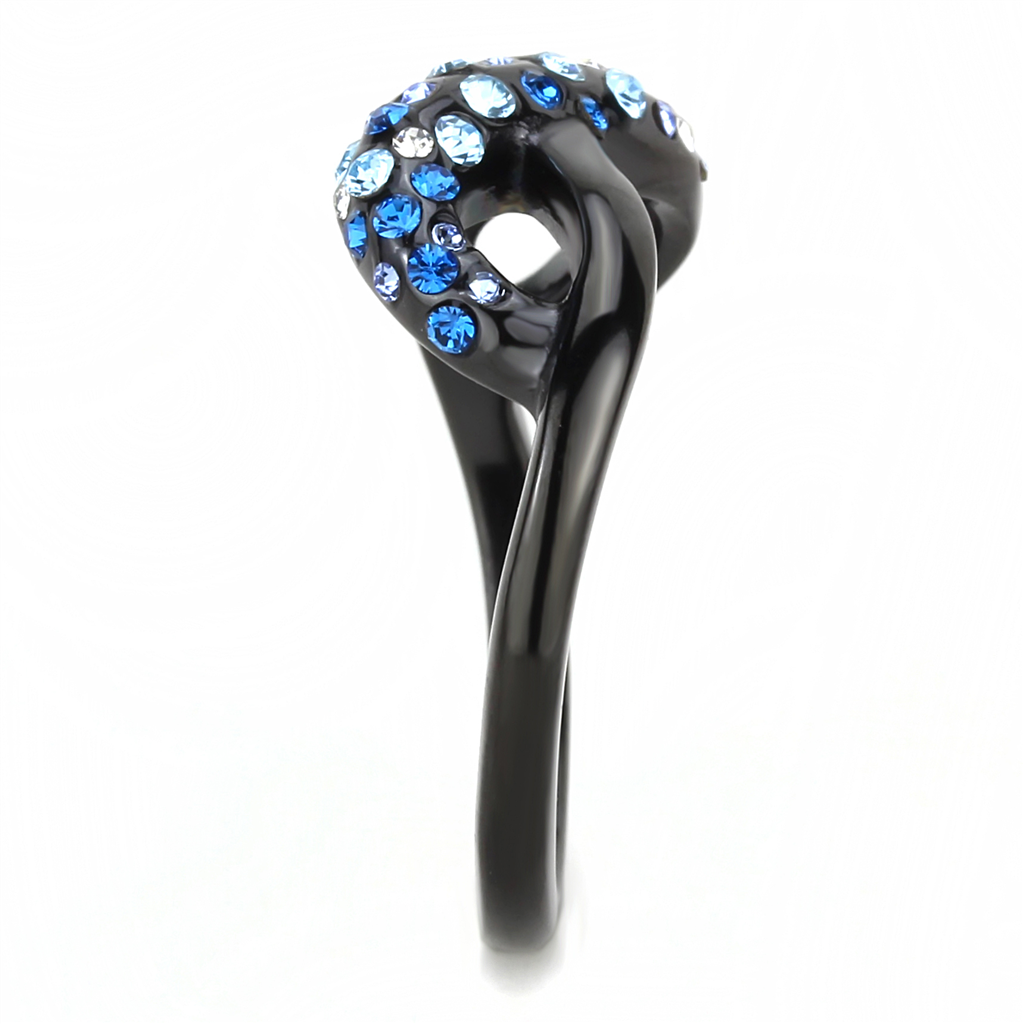 CJE3446 Wholesale Women's Stainless Steel IP Black Multi Color Infinity Ring