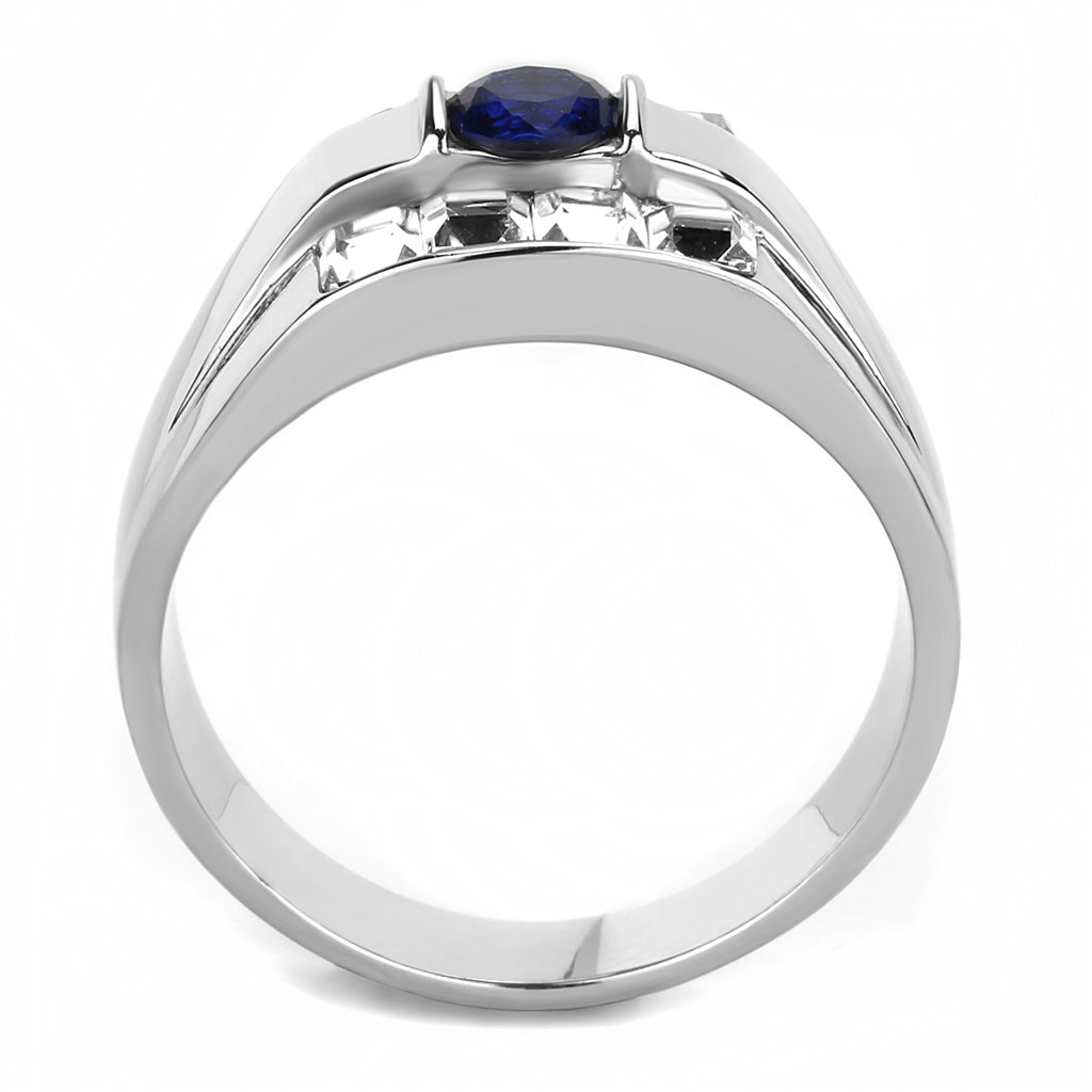CJE3463 Wholesale Men's Stainless Steel Montana Synthetic Glass Ring