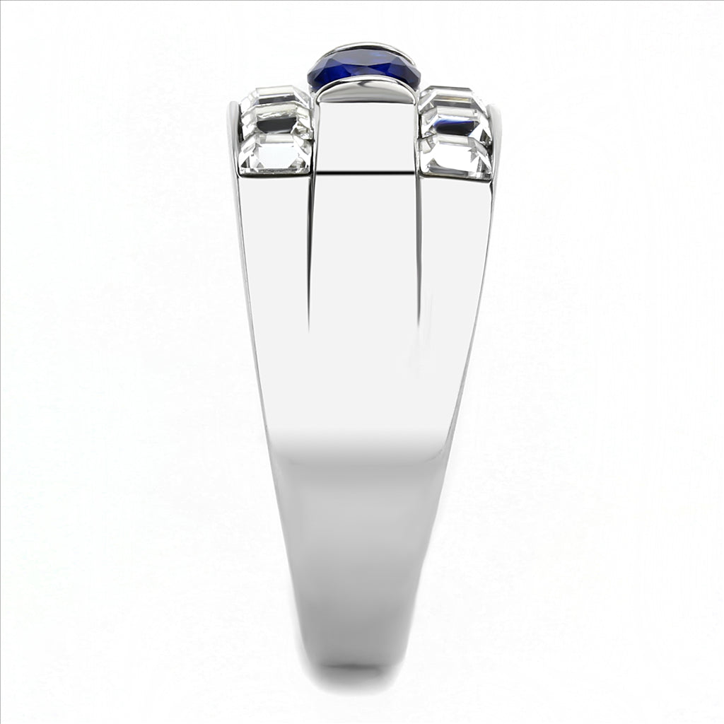 CJE3463 Wholesale Men&#39;s Stainless Steel Montana Synthetic Glass Ring