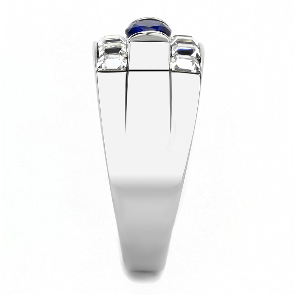 CJE3463 Wholesale Men's Stainless Steel Montana Synthetic Glass Ring