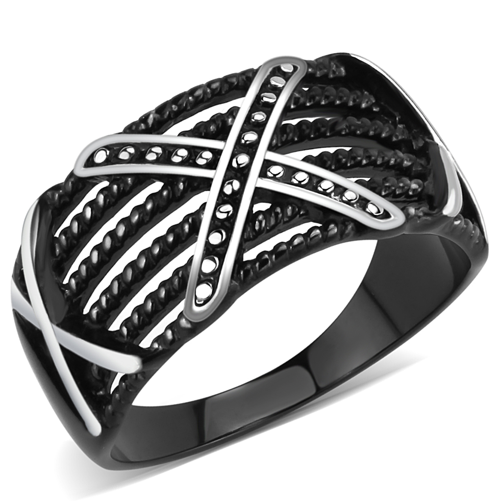 CJE3468 Wholesale Men's Stainless Steel IP Black X Ring