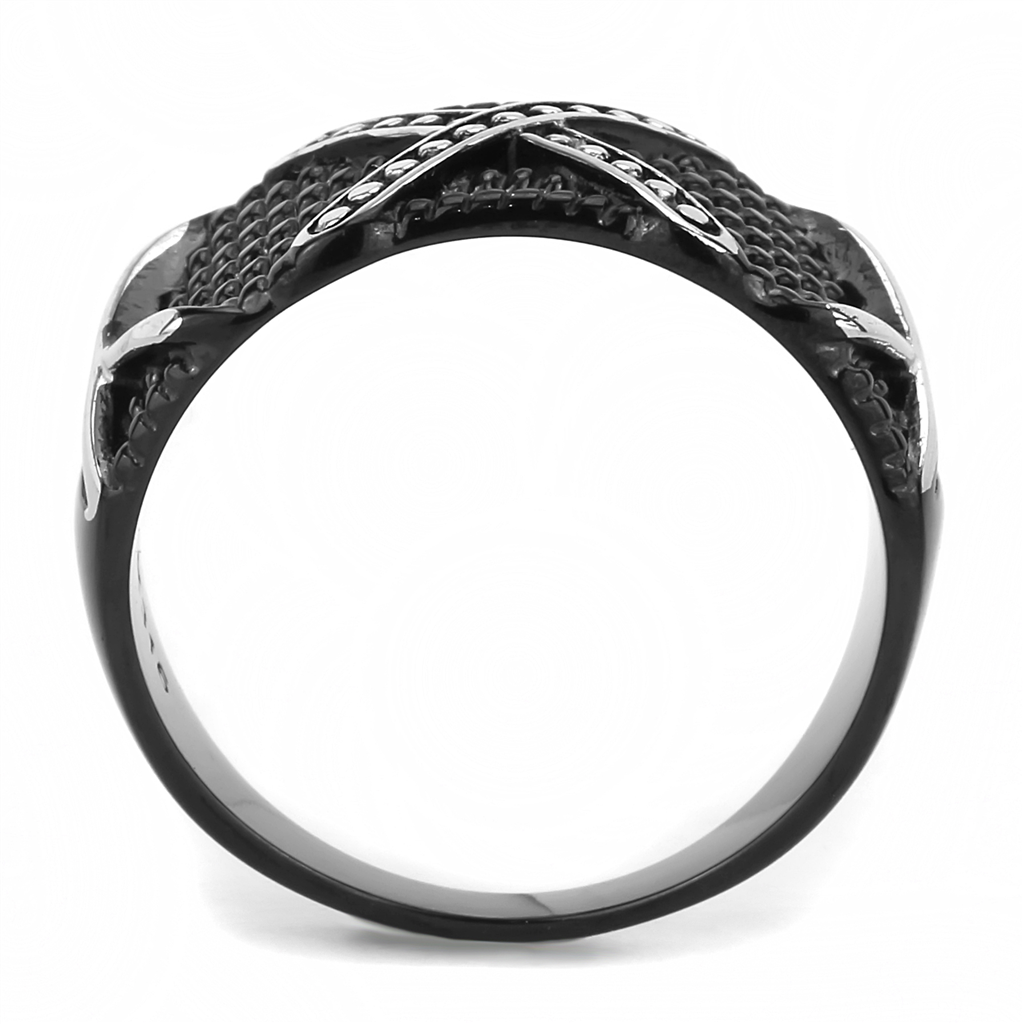 CJE3468 Wholesale Men's Stainless Steel IP Black X Ring