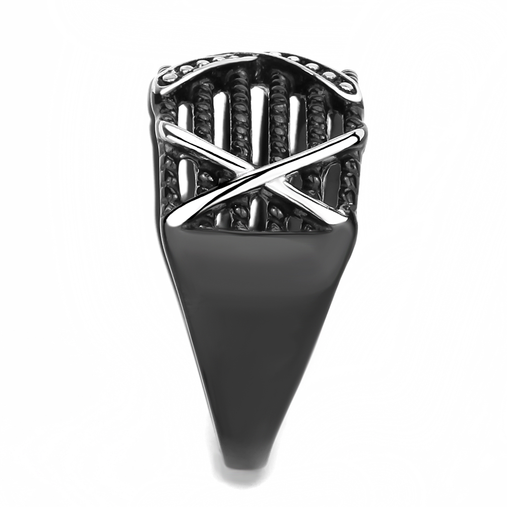 CJE3468 Wholesale Men's Stainless Steel IP Black X Ring
