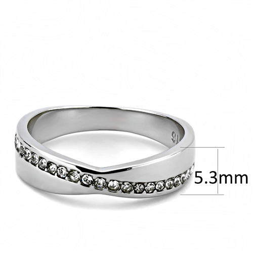 CJE3501 Wholesale Women Stainless Steel High polished Top Grade Crystal Clear Ring