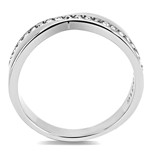 CJE3501 Wholesale Women Stainless Steel High polished Top Grade Crystal Clear Ring