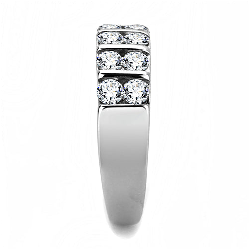 CJE3504 Wholesale Women&#39;s Stainless Steel AAA Grade CZ Clear Stone Band