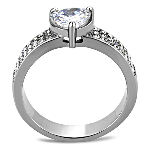 CJE3505 Wholesale Women Stainless Steel Ring High polished (no plating) AAA Grade CZ Clear Ring