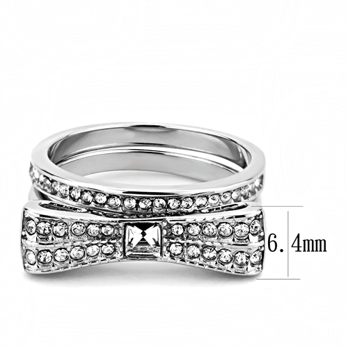 CJE3506 Wholesale Women Stainless Steel High polished (no plating) Top Grade Crystal Clear Ring