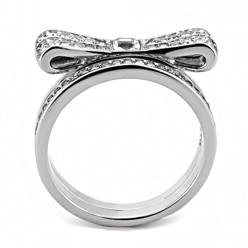 CJE3506 Wholesale Women Stainless Steel High polished (no plating) Top Grade Crystal Clear Ring