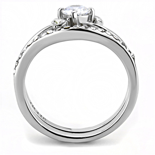 CJE3507 Wholesale Women Stainless Steel High polished (no plating) AAA Grade CZ Clear Ring