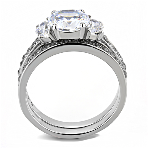 CJE3509 Wholesale Women's Stainless Steel AAA Grade CZ Clear Ring Set