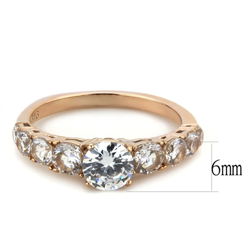 CJE3516 Wholesale Women's Stainless Steel IP Rose Gold AAA Grade CZ Clear Minimal Ring
