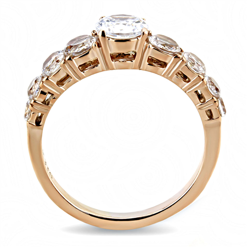 CJE3516 Wholesale Women's Stainless Steel IP Rose Gold AAA Grade CZ Clear Minimal Ring