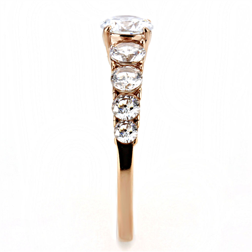 CJE3516 Wholesale Women's Stainless Steel IP Rose Gold AAA Grade CZ Clear Minimal Ring