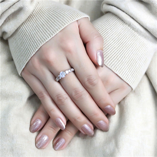 CJE3516 Wholesale Women's Stainless Steel IP Rose Gold AAA Grade CZ Clear Minimal Ring