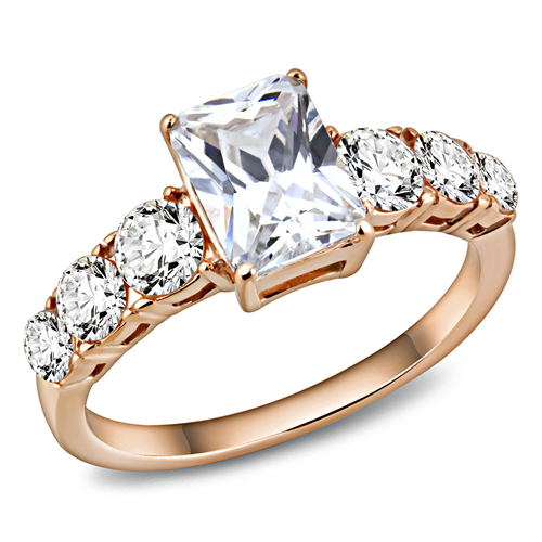 CJE3517 - Wholesale Women Stainless Steel IP Rose Gold (Ion Plating) AAA Grade CZ Clear Ring