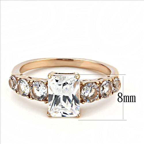 CJE3517 -  Wholesale Women Stainless Steel IP Rose Gold (Ion Plating) AAA Grade CZ Clear Ring