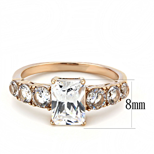 CJE3517 - Wholesale Women Stainless Steel IP Rose Gold (Ion Plating) AAA Grade CZ Clear Ring