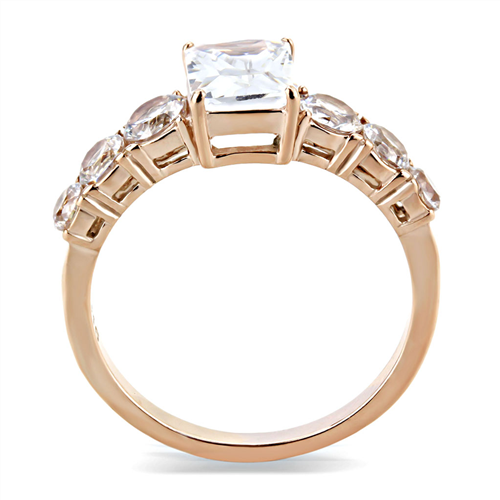 CJE3517 - Wholesale Women Stainless Steel IP Rose Gold (Ion Plating) AAA Grade CZ Clear Ring