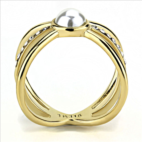 CJE3522 Wholesale Stainless Steel IP Gold (Ion Plating) Women Synthetic White ring