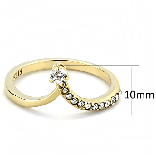 CJE3524 - Wholesale Women Stainless Steel IP Gold (Ion Plating) AAA Grade CZ Clear Minimal Ring