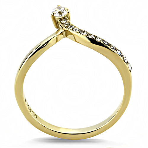CJE3524 - Wholesale Women Stainless Steel IP Gold (Ion Plating) AAA Grade CZ Clear Minimal Ring