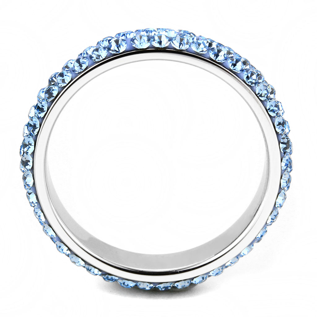 CJ3535 Wholesale Women's Stainless Steel Top Grade Crystal Sea Blue Infinite Sparkle Ring