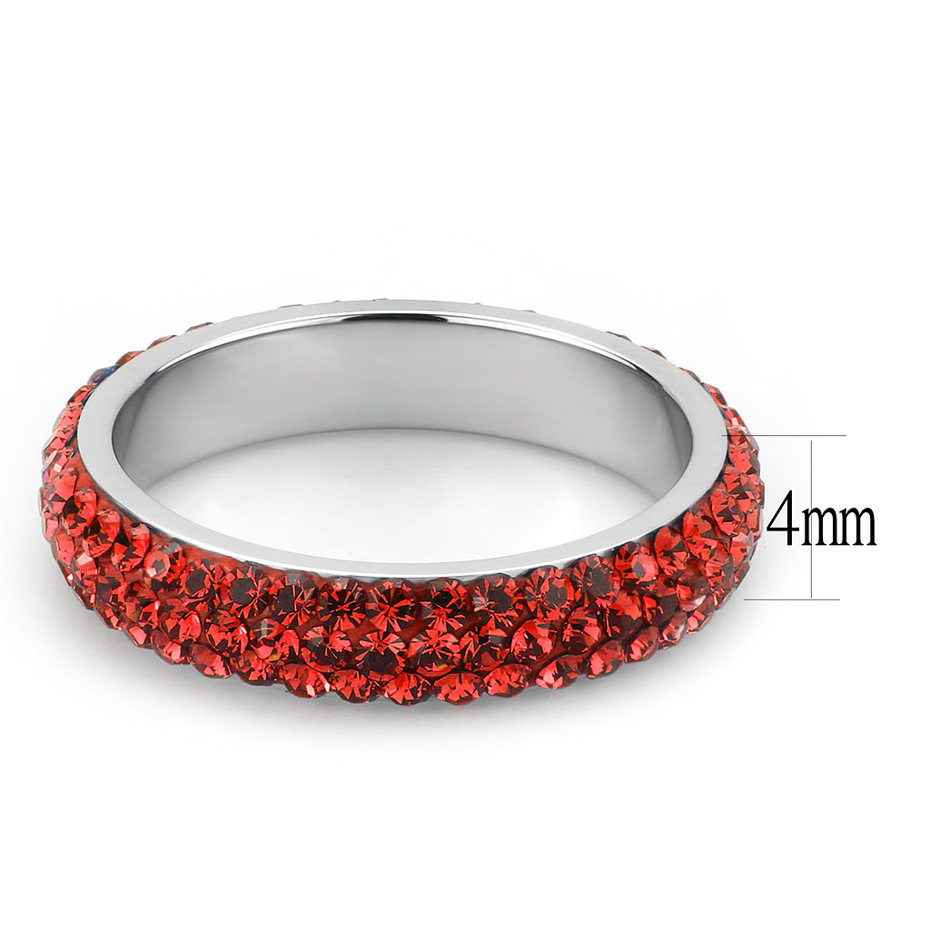 CJ3536 Wholesale Women's Stainless Steel Top Grade Crystal Siam Infinite Sparkle Ring