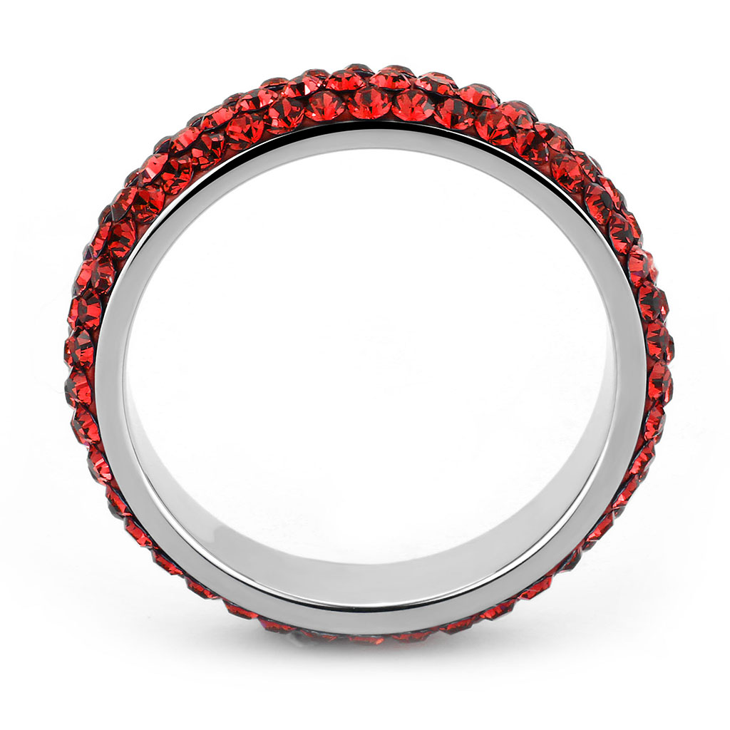CJ3536 Wholesale Women's Stainless Steel Top Grade Crystal Siam Infinite Sparkle Ring