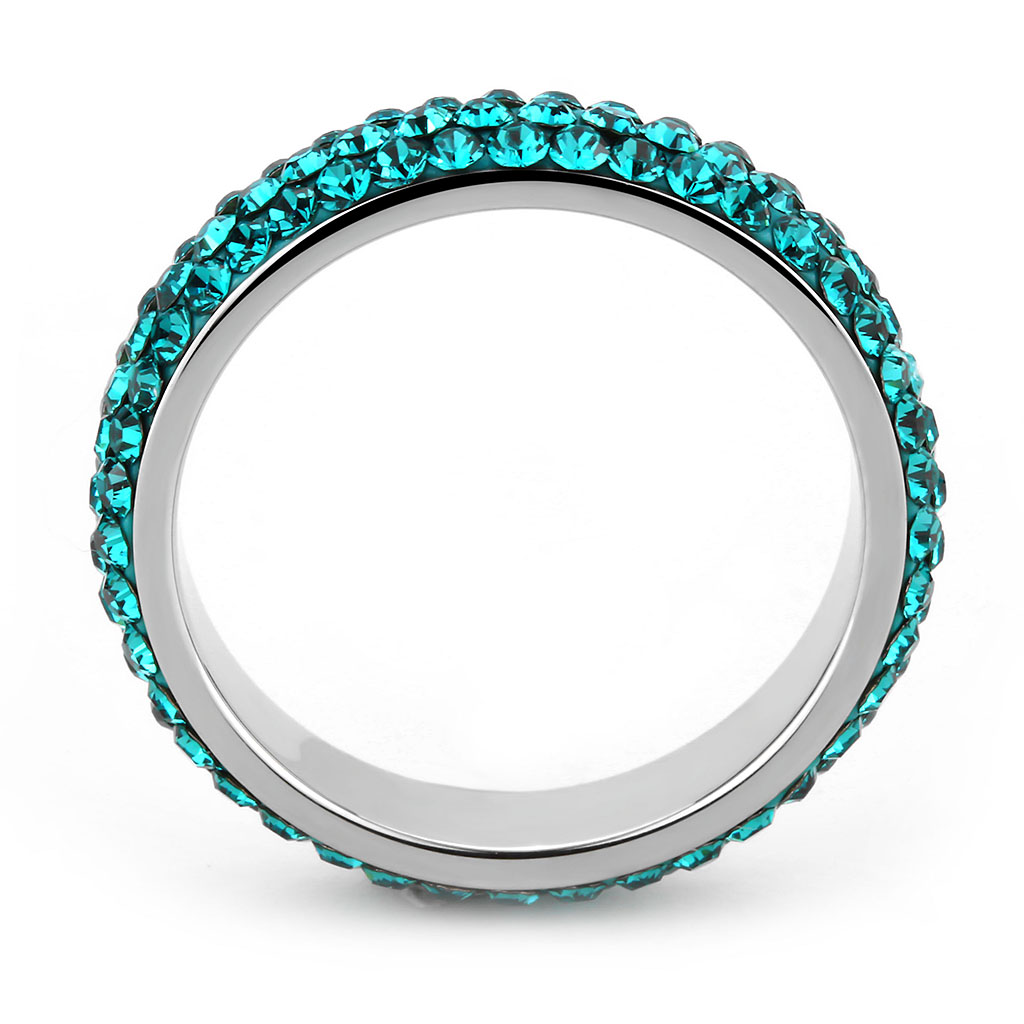 CJ3538 Wholesale Women's Stainless Steel Top Grade Crystal Blue Zircon Infinite Sparkle Ring