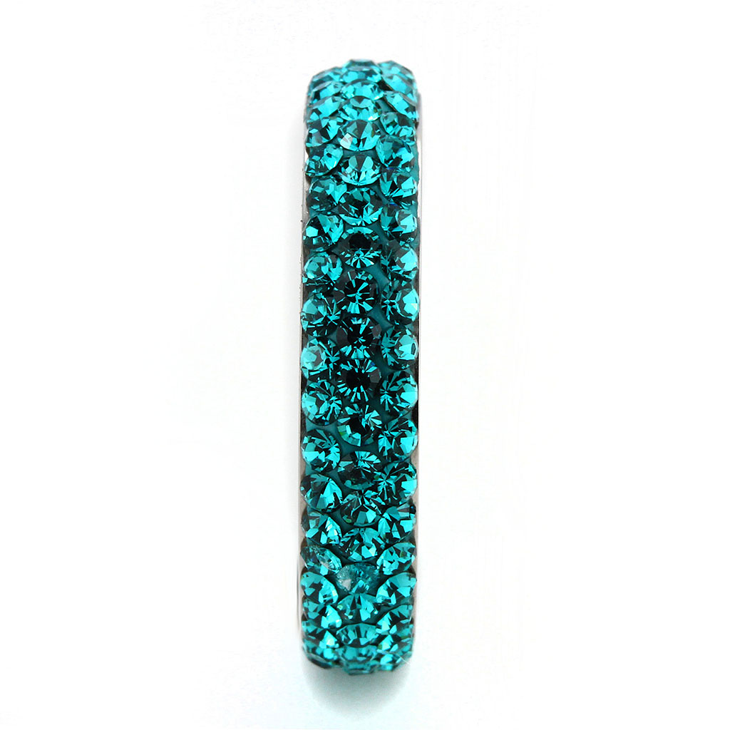 CJ3538 Wholesale Women's Stainless Steel Top Grade Crystal Blue Zircon Infinite Sparkle Ring