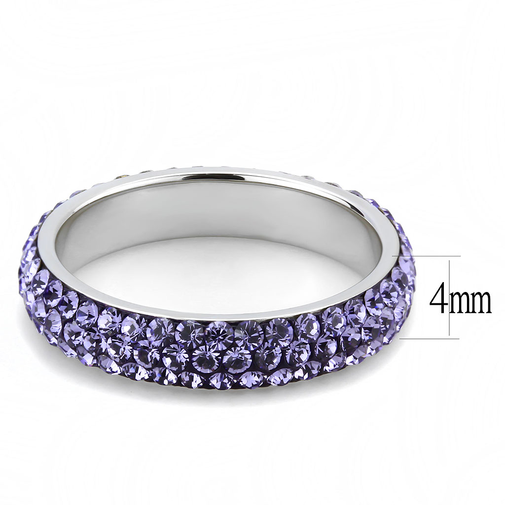 CJ3540 Wholesale Women's Stainless Steel Top Grade Crystal Tanzanite Infinite Sparkle Ring