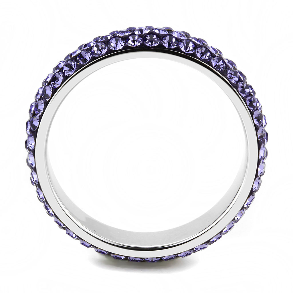 CJ3540 Wholesale Women's Stainless Steel Top Grade Crystal Tanzanite Infinite Sparkle Ring