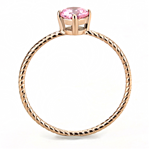 CJE3558 Wholesale Women's Stainless Steel IP Rose Gold AAA Grade CZ Rose Minimal Ring