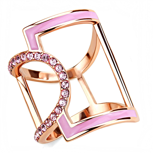CJE3561 Wholesale Women's Stainless Steel IP Rose Gold Top Grade Crystal Light Rose Ring