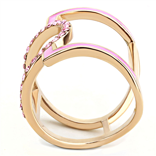 CJE3561 Wholesale Women's Stainless Steel IP Rose Gold Top Grade Crystal Light Rose Ring