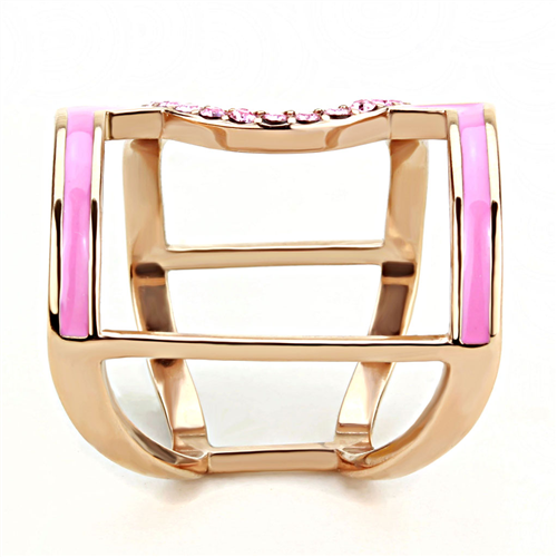 CJE3561 Wholesale Women's Stainless Steel IP Rose Gold Top Grade Crystal Light Rose Ring