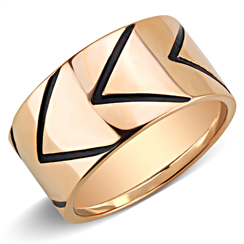 CJE3563 Wholesale Unisex Stainless Steel IP Rose Gold Epoxy Jet Ring
