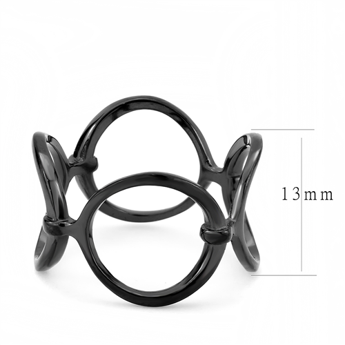 CJE3568 Wholesale Women's Stainless Steel IP Black Minimal Circles Ring