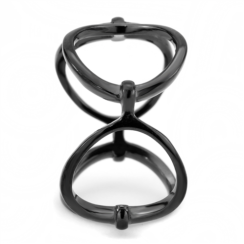 CJE3568 Wholesale Women's Stainless Steel IP Black Minimal Circles Ring