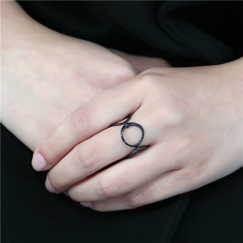 CJE3568 Wholesale Women's Stainless Steel IP Black Minimal Circles Ring