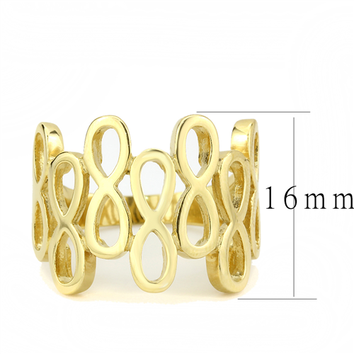 CJE3569 Wholesale Women's Stainless Steel IP Gold Broad Infinity Ring