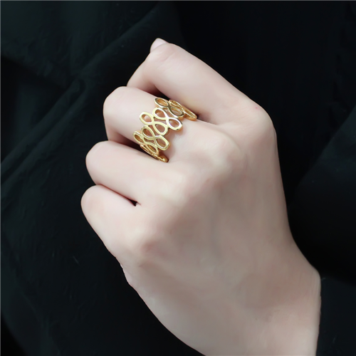 CJE3569 Wholesale Women's Stainless Steel IP Gold Broad Infinity Ring