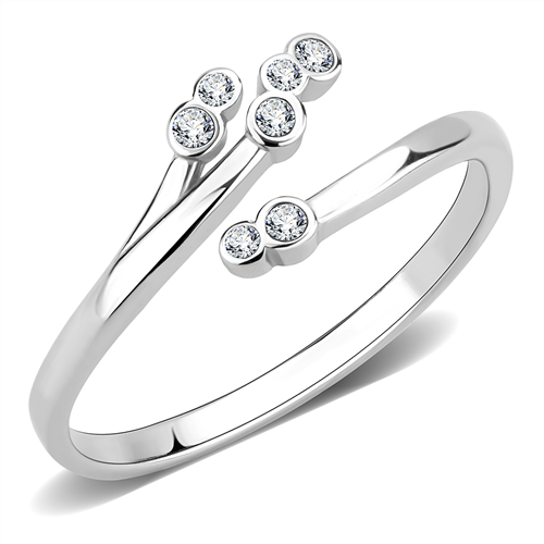 CJE3570 Wholesale Women's Stainless Steel No Plating AAA Grade CZ Clear Minimal Ring