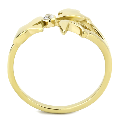 CJE3573 Wholesale Women's Stainless Steel IP Gold AAA Grade CZ Clear Dove Ring