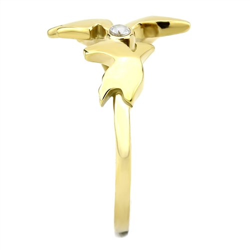 CJE3573 Wholesale Women's Stainless Steel IP Gold AAA Grade CZ Clear Dove Ring